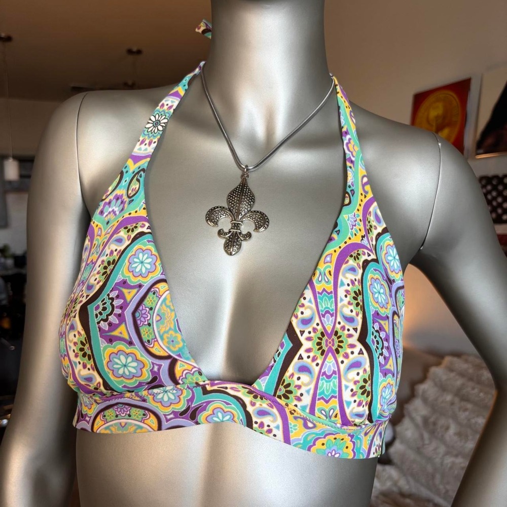 Victoria's Secret Y2K Paisley Halter Triangle Bikini Top 2007 🌿